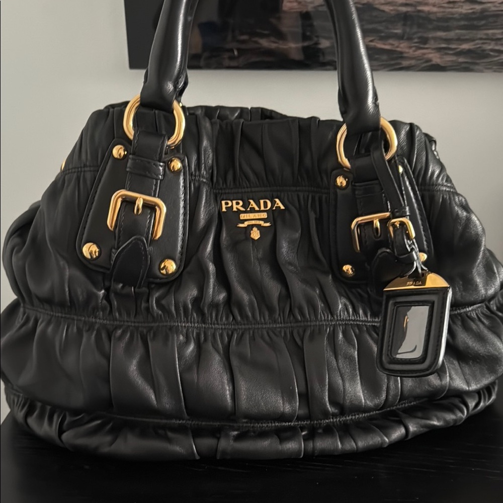 Prada Vintage Black with Gathered Leather